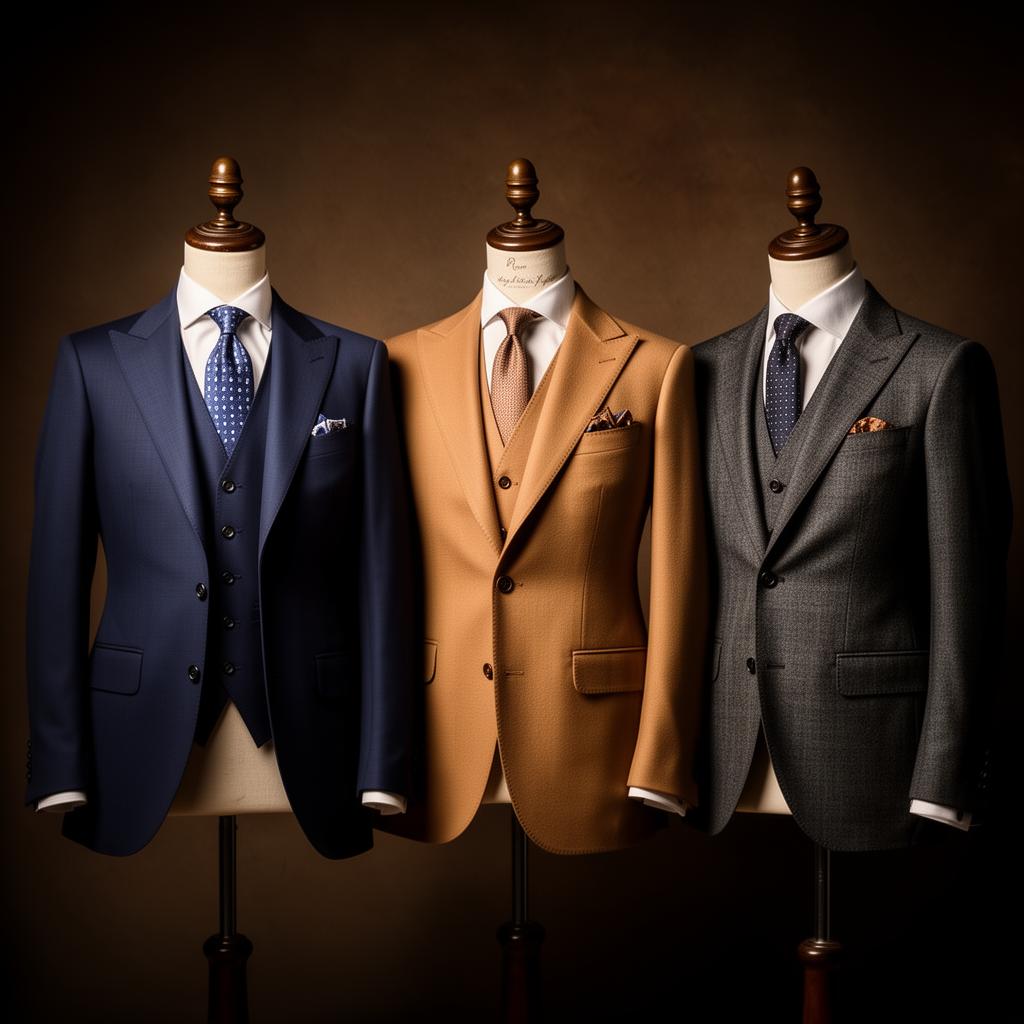 Bespoke men's suits on tailor mannequins